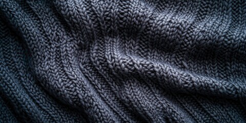 Fototapeta premium Close-up of a textured dark knit fabric showcasing intricate patterns and a cozy aesthetic, perfect for seasonal designs.