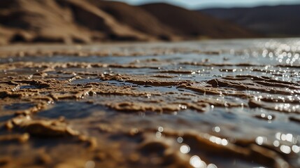 Fresh water flows over a dry land