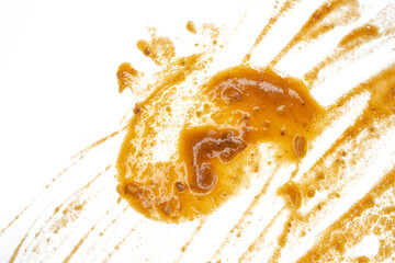 Food stain splash isolated on a transparent background. Top view, flat lay.
