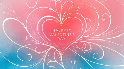 Valentines or wedding day card template. Abstract delicate love romantic holiday gradient pink blue background texture with hearts. Beautiful backdrop with space.