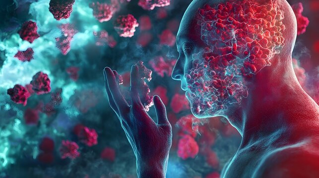 35. "Artistic rendering of a human person experiencing symptoms of anaphylaxis