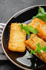 fish stick food fish in batter fresh meal snack on the table copy space food background rustic