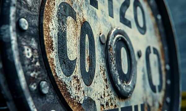 Rusty Metal Sign with CO2 Measurement