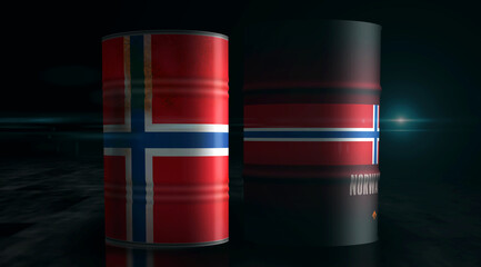 Norway oil crude petroleum fuel barrels in row