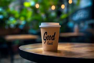 coffee cup drink with lettering 