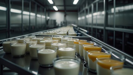 Obraz premium Automated yogurt manufacturing process in a modern high-tech facility