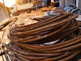 Sturdy steel rebars at a construction site