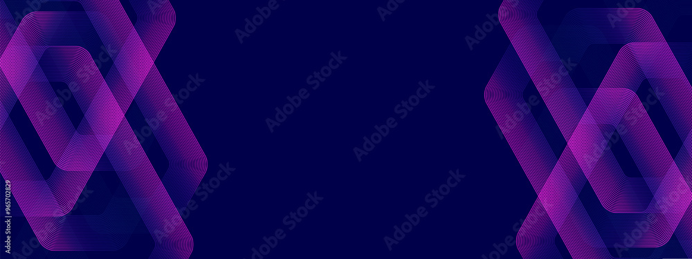 Poster abstract glowing hexagonal lines on dark blue background. digital futuristic technology concept. geo