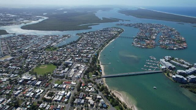 Ephraim Island In The Suburb Of Paradise Point In The North Of Gold Coast, Australia - Aerial Shot