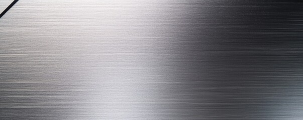 Close-up of a reflective brushed steel surface, subtle lines and light gradients, perfect for industrial, high-tech, and automotive concepts