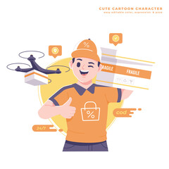 shipping delivery courier character illustration