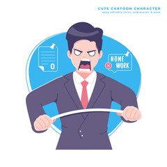 angry teacher character illustration design