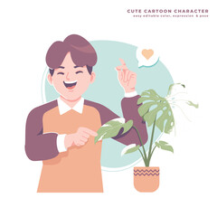boy with plant illustration design