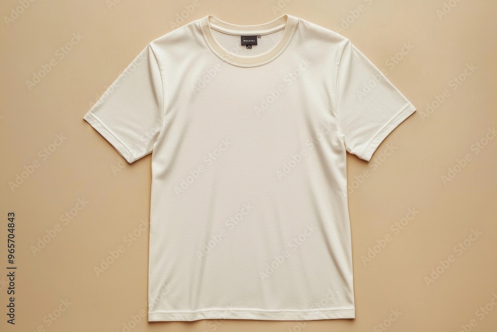 Wall mural Simple Tshirt Flatlay mockup in beige background created with generative AI