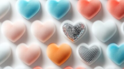 Obraz premium A Grid Of Heart Icons In Various Colors And Shapes