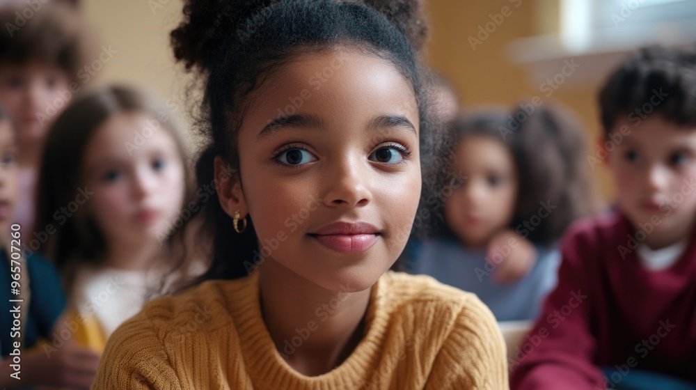 Poster Classroom Education - Young Girl with Intense Gaze