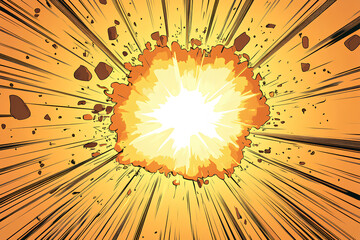 Obraz premium A vibrant explosion graphic with radiating lines and debris.