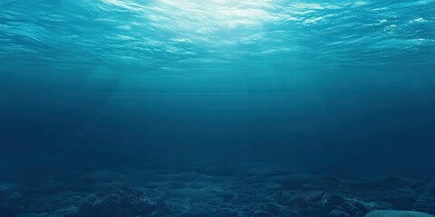 Fototapeta premium A serene underwater view showcasing calm blue waters and subtle light rays filtering through the surface.