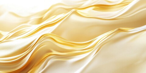 A smooth and elegant yellow silk fabric flowing gracefully, creating a luxurious and soft texture background.