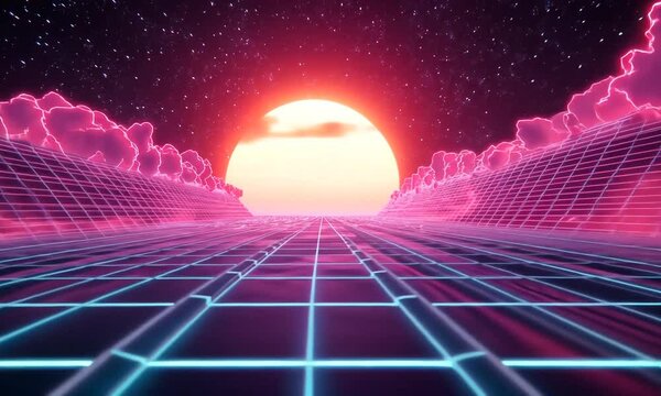 Retro Sunset Landscape