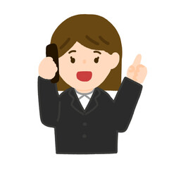 電話でアドバイスをしているスーツの女性