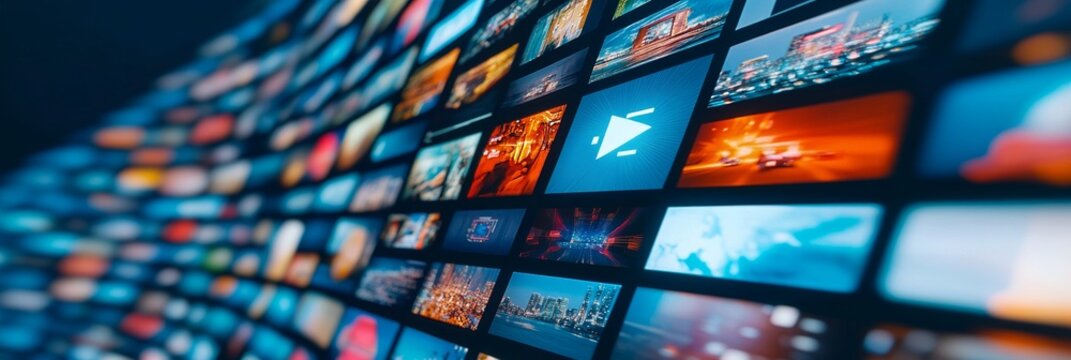 Curved Wall Of Screens Displaying Various Media Content