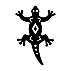 Solid style icon of aztec lizard 