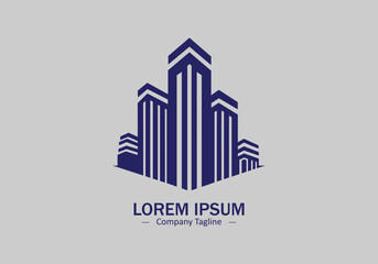 Minimal logo of building icon vector design on white background