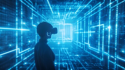 Hacker Navigating Virtual Reality Maze with Digital Defenses