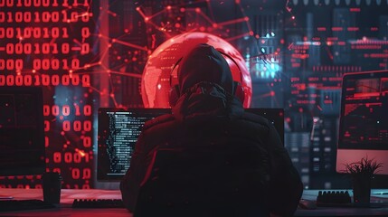 Hacker Racing Against Countdown Timer on Digital Bomb Screen Showcasing High Stakes Cyber Concept