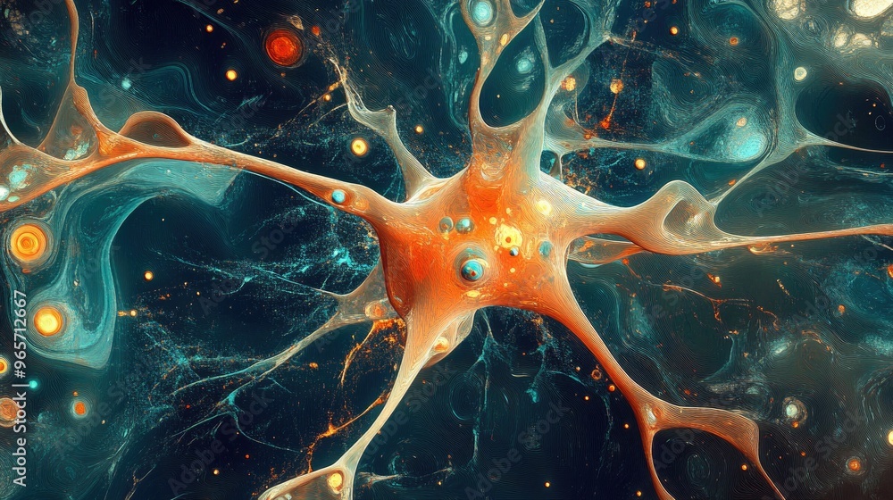 Poster abstract neuron series an artistic composition of shapes colors and elements exploring themes of the