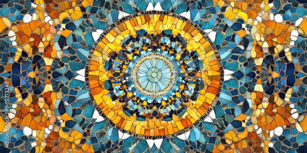 Poster abstract kaleidoscope background featuring a vibrant mosaic texture distinctive design reminiscent o