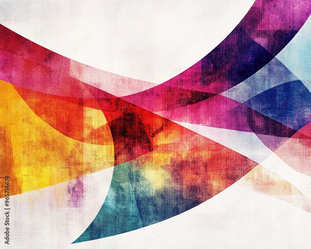 Poster abstract expressionist graphic design featuring colorful gradients and geometric free form elements 