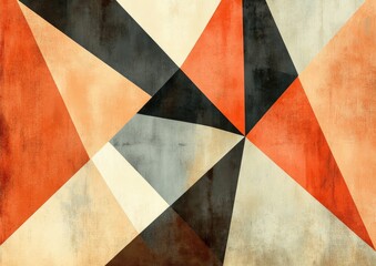 Fototapeta premium Abstract geometric composition featuring pastel orange sandy brown and coffee colored triangles Ideal for use in posters cards wallpapers or textures