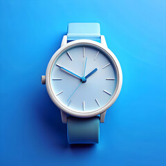 time in blue a stylish white watch on a vibrant bl