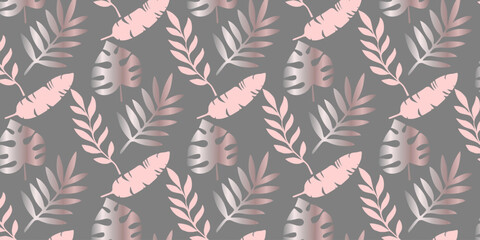 Seamless vector pattern, tops and tropical leaves, for bedding, wallpaper and texture