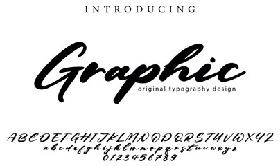 Graphic Font Stylish brush painted an uppercase vector letters, alphabet, typeface