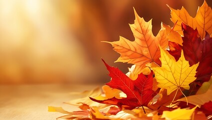 Autumn leaves in warm light