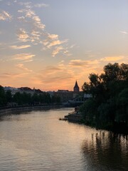 Sunset over the river Emaj&otilde;gi and the Tartu city centre, Tartumaa, Estonia, June 2022