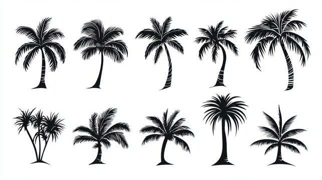 Vector illustration of coconut tree with leaf closeup view