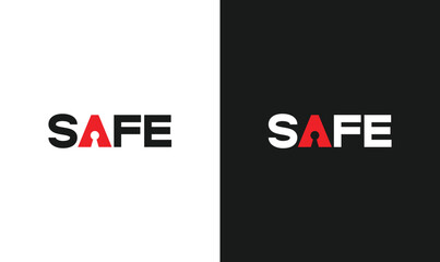 Safe word mark logo design with lock hole symbol integrated in letter A.