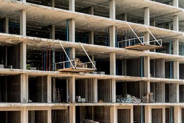 A new modern multi-storey residential building under construction