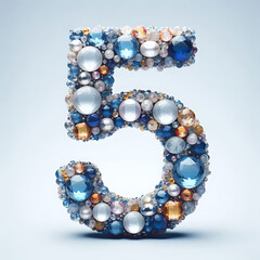 Digit 5 with gemstones