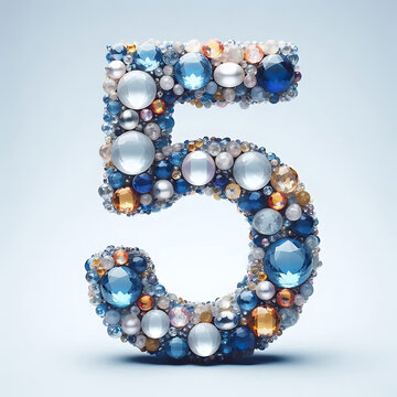 Digit 5 with gemstones