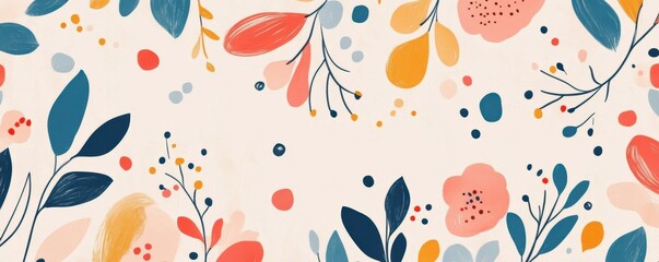 Colorful floral pattern with vibrant leaves and flowers, perfect for backgrounds, textiles, and creative projects.