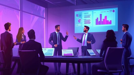 Fototapeta premium Business team discussing financial charts during important corporate meeting