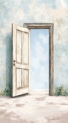 An open door reveals a bright and inviting space, symbolizing new beginnings and opportunities in a serene environment.