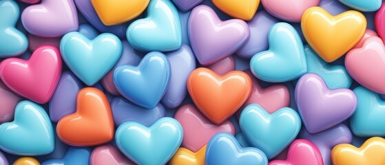 Fototapeta premium A vibrant collection of colorful hearts in various shades, perfect for conveying love, joy, and affection in any design.