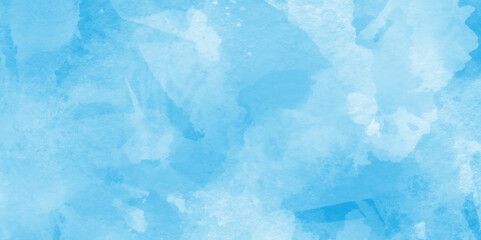 Obraz premium soft and splashed blue watercolor background, Aquarelle texture of painted sky blue watercolor, Hand painted blue watercolor paper texture, Artistic blue watercolor splash, blue marble background.