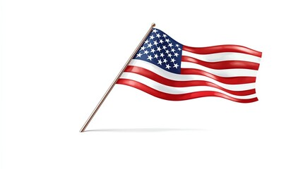 Obraz premium Waving American flag showcasing vibrant colors and iconic design, representing patriotism and national pride in a clear sky.
